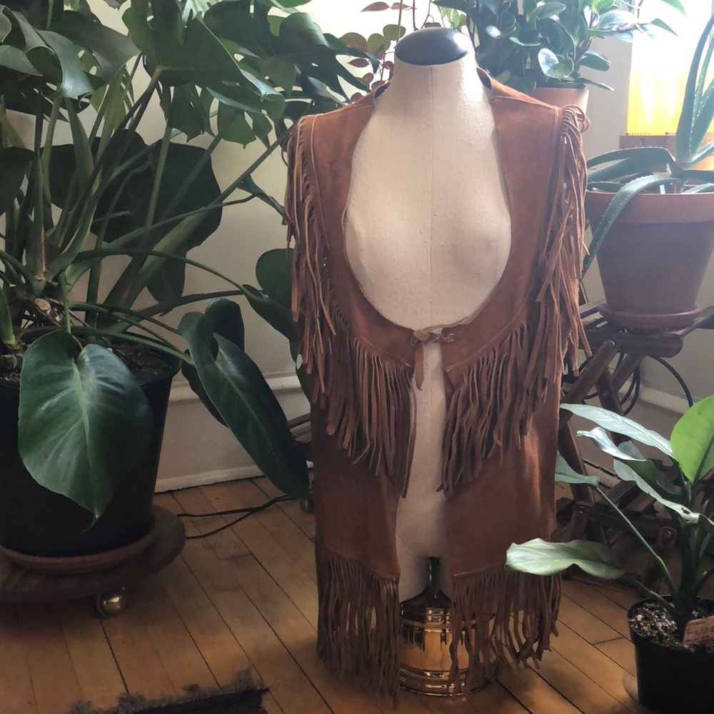 Vintage suede fringed vest